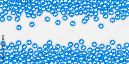 White background with blue hand likes signs.