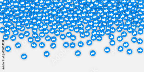 White background with blue hand likes signs.