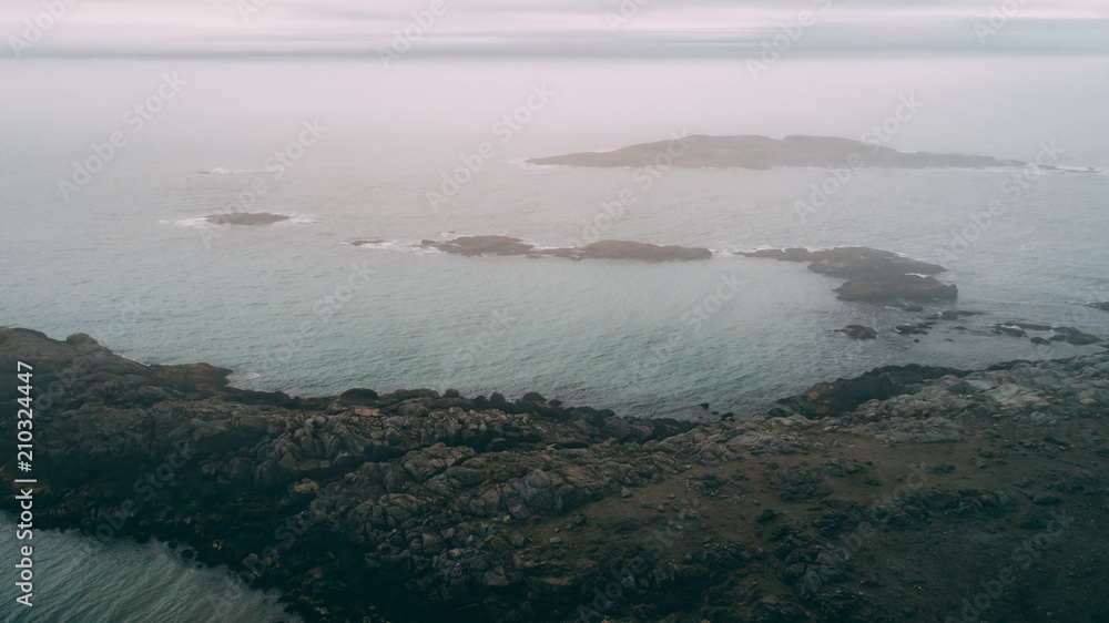 aerial view of stokksnes with clouds and sea aerial view of stokksnes with clouds and sea