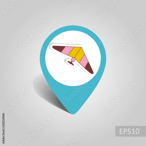 Hang Glider pin map icon. Summer. Vacation