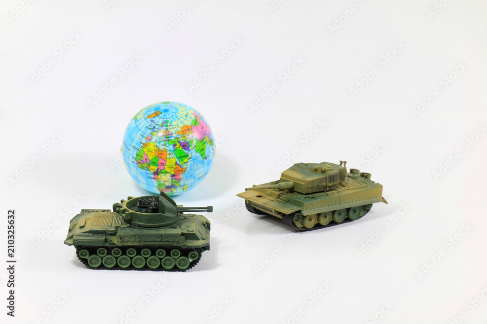 Toys Tank plastic as World War on white background, War, fight army soldier tank Sample picture or War scenario concept Toys Tank plastic as World War on white background, War, fight army soldier tank Sample picture or War scenario concept