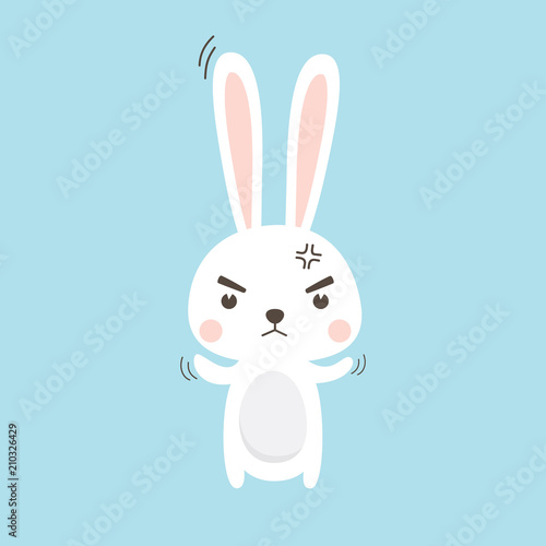 Angry Rabbit. Easter Bunny Vector illustration cartoon character.