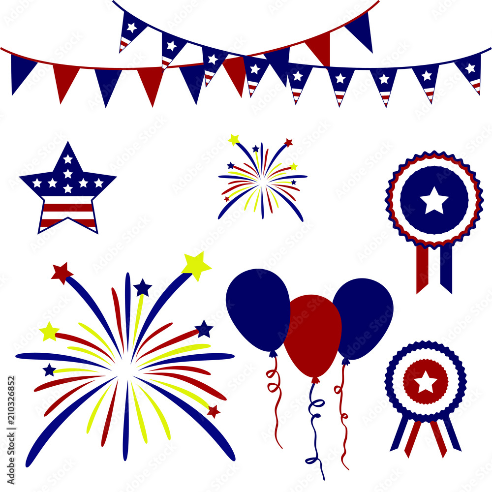 Fototapeta premium Independence Day Design Elements Items