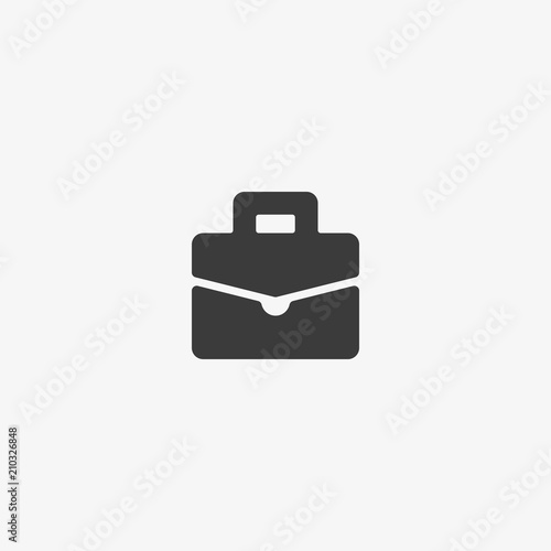 Briefcase icon. Black on white background. Flat design style.