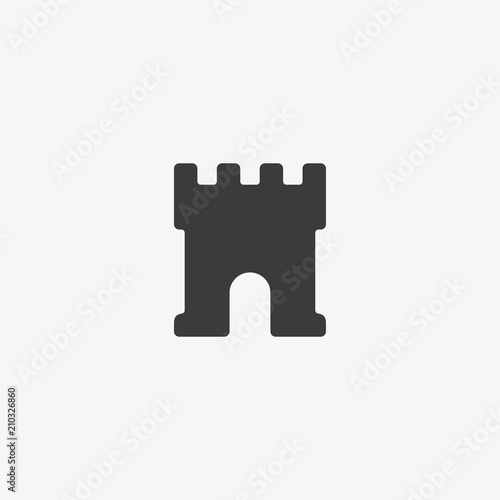 Castle tower icon, sign in white background