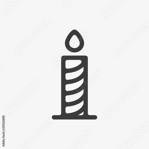 Candle light burn wax black thin line outline icon on white background