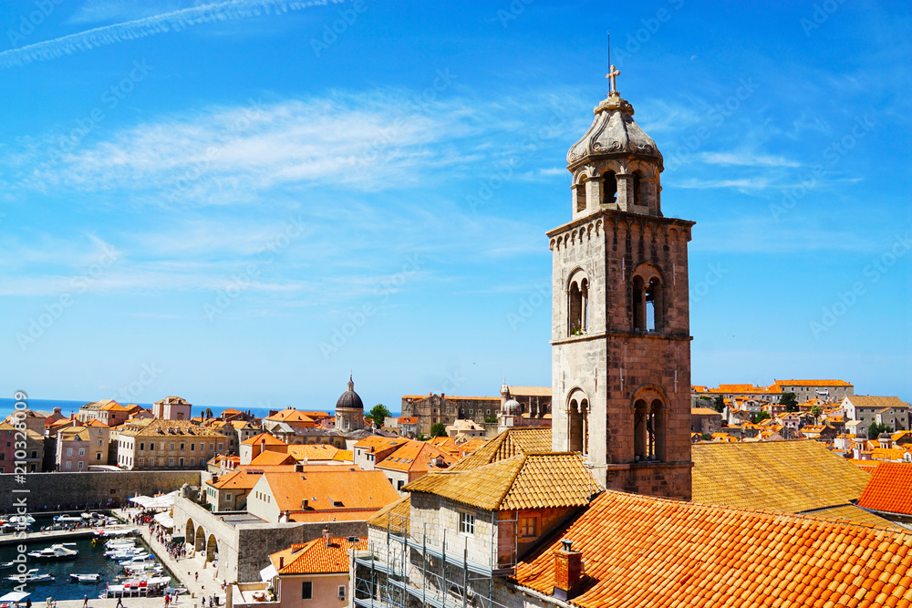 Dubrovnik old city view in Croatia in a sunny summer day