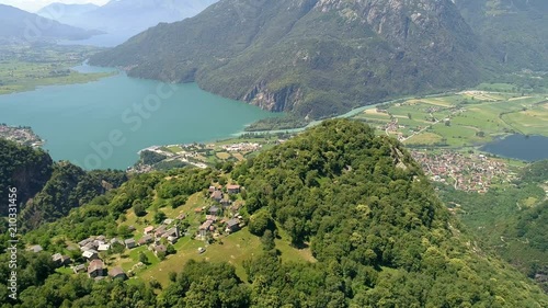 Aerial 4K - Borgo di S. Giorgio e Lago di Novate Mezzola (IT)  photo