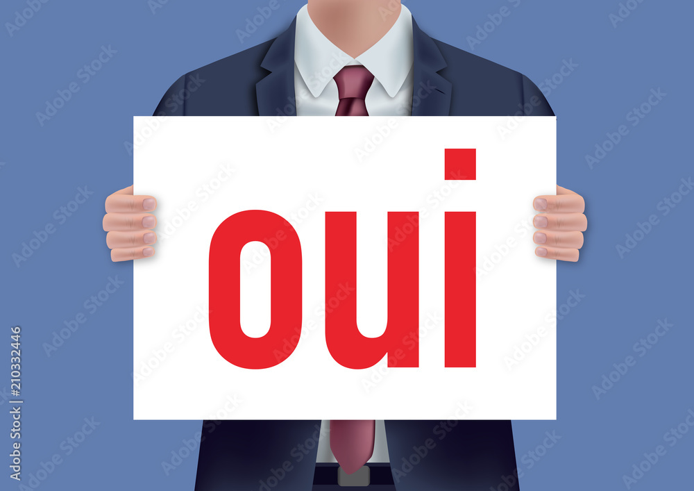 oui - pancarte - présentation - accepter - accord - concept - homme - voter - choisir - union oui - pancarte - présentation - accepter - accord - concept - homme - voter - choisir - union