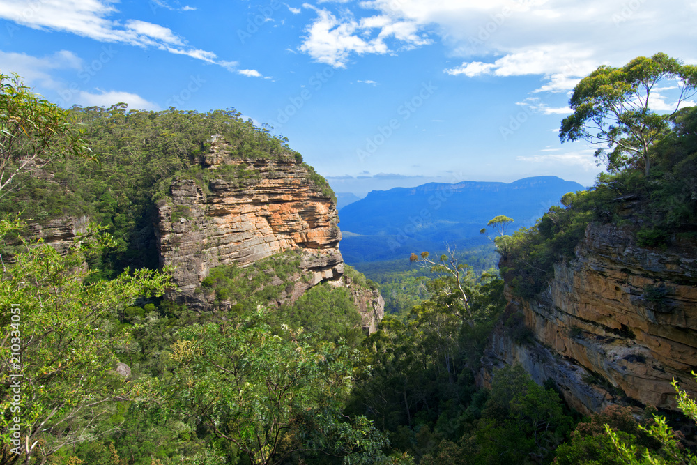 Hiking in Blue Mountains in summer in Australia Hiking in Blue Mountains in summer in Australia