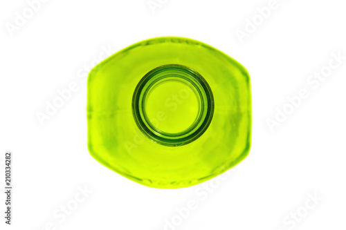 Schilderij op canvas top view of a bottle on white background