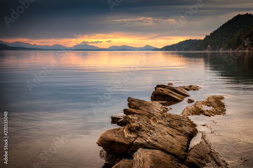 Sunset at Montague Harbour Marine Provincial Park on Galiano Island in the Gulf Islands, British Columbia, Canada photo