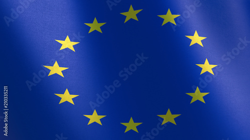 European Union flag. Waving flag European Union 3d illustration