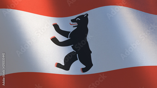 Waving flag of Berlin. 3d illustration photo