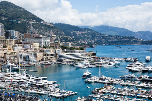 Monte-Carlo, Beautiful View of Luxury Yachts, Boats and Apartments in harbor of Monaco