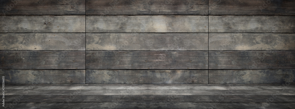 Fototapeta premium Wide Wooden Wall Wood Floor Room Background