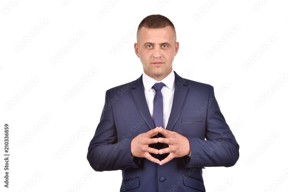 Man in suit on white background. Confident businessman. Office worker. Man in suit on white background. Confident businessman. Office worker.