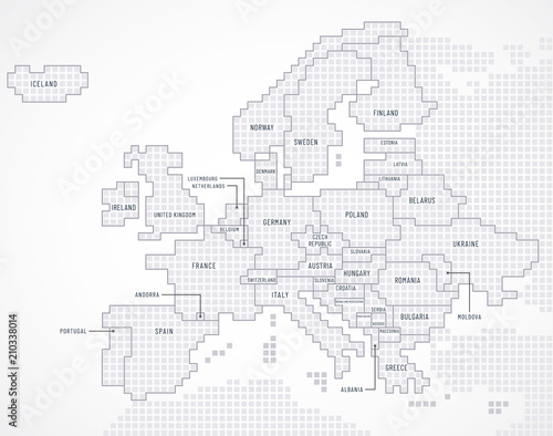 Europe continent with separated states