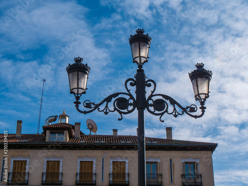 Wonderful street lanterns in the historic district of Madrid photo