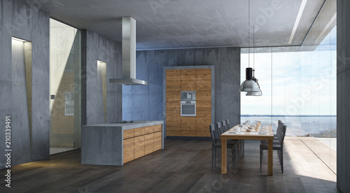 Küche modern mit Panoramablick