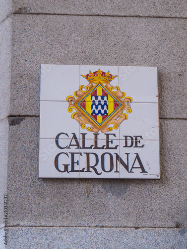 Street sign in Madrid historic district Calle De Gerona