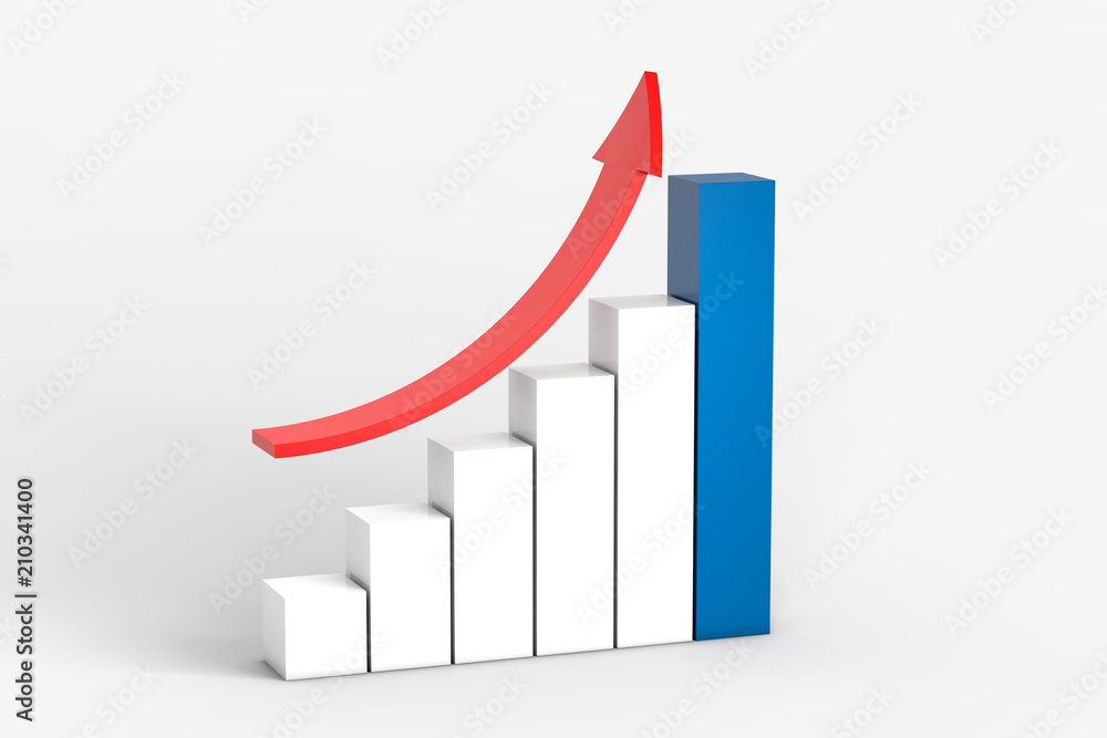 chart and arrow with white background ,business concept chart and arrow with white background ,business concept