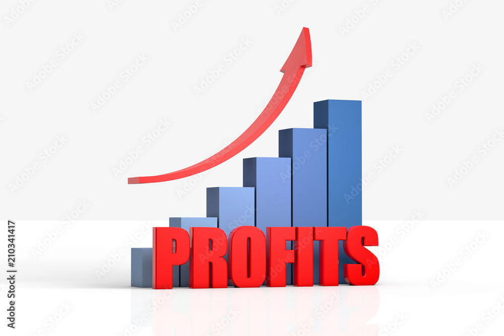 chart and arrow with profits,business concept chart and arrow with profits,business concept