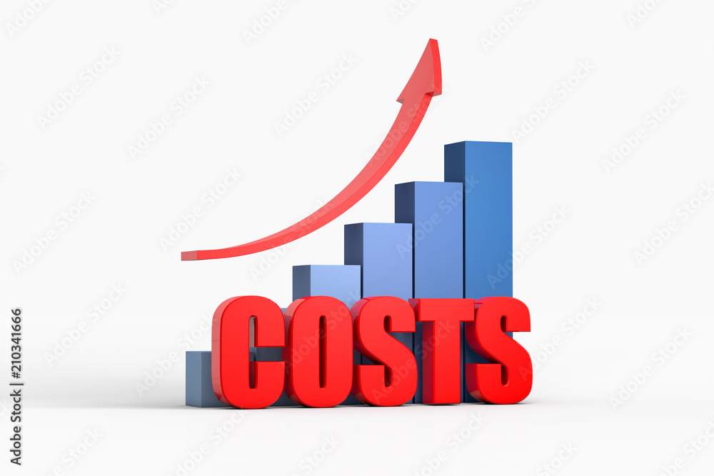 chart and arrow with costs,business concept chart and arrow with costs,business concept