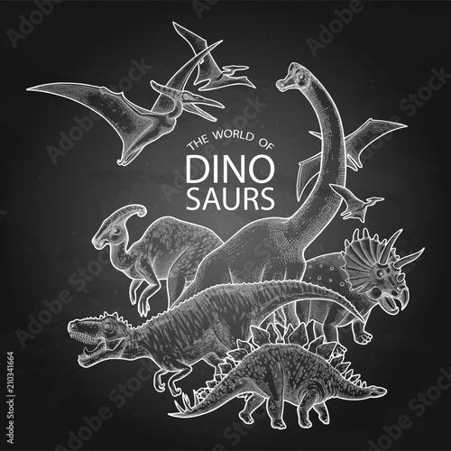 Group of graphic dinosaurs