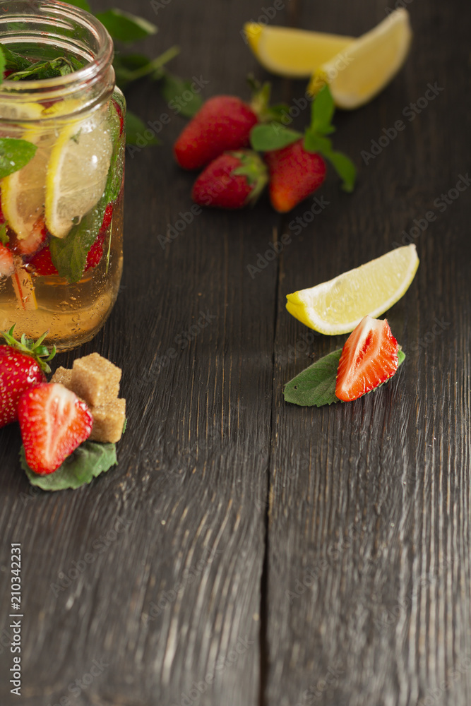 cocktail with fresh fruits, berries and mint cocktail with fresh fruits, berries and mint