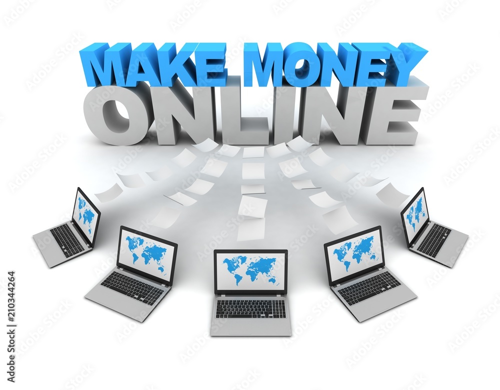make money online 3d concept illustration make money online 3d concept illustration