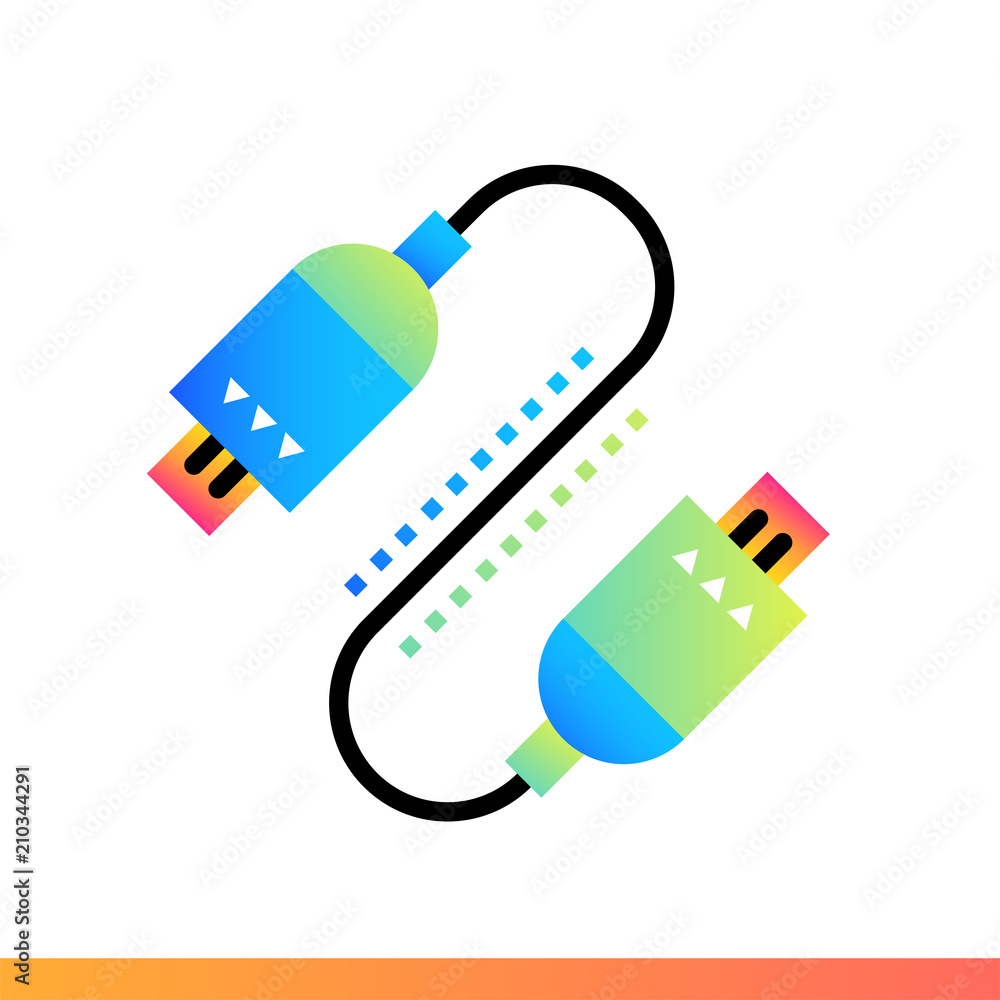 Flat gradient icon Usb connection. Data computing and internet technology icon. Suitable for infographics, websites, print media and interfaces Flat gradient icon Usb connection. Data computing and internet technology icon. Suitable for infographics, websites, print media and interfaces