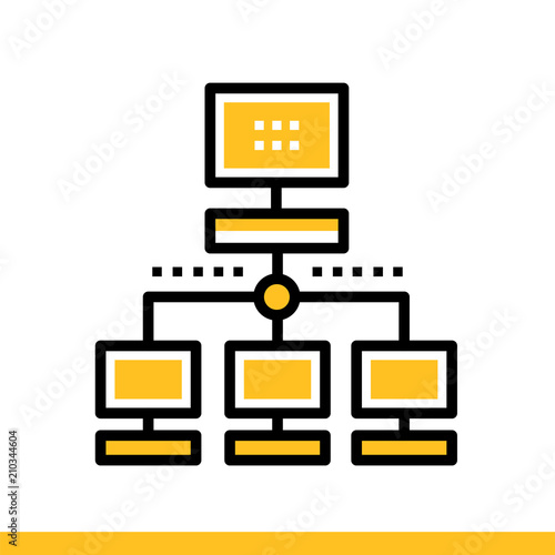 Linear icon Local network. Data computing. Suitable for banners, mobile application, website, interfaces