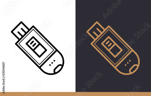 Vászonkép Unique linear icon of USB Flash drive