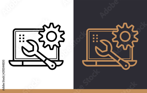 Unique linear icon of Data maintenance. Cloud computing and internet technology icon. Suitable for presentation, mobile apps, website, interfaces and print