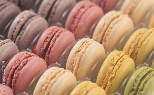 A Background of Various of French Macarons Flavors