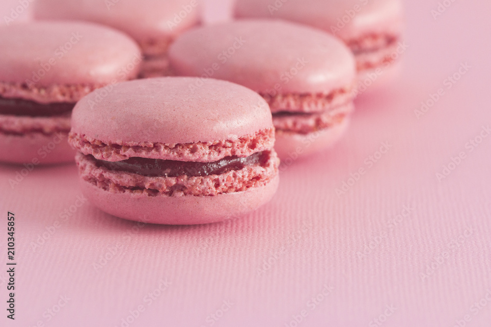Pink French Macarons on a Pink Background Pink French Macarons on a Pink Background