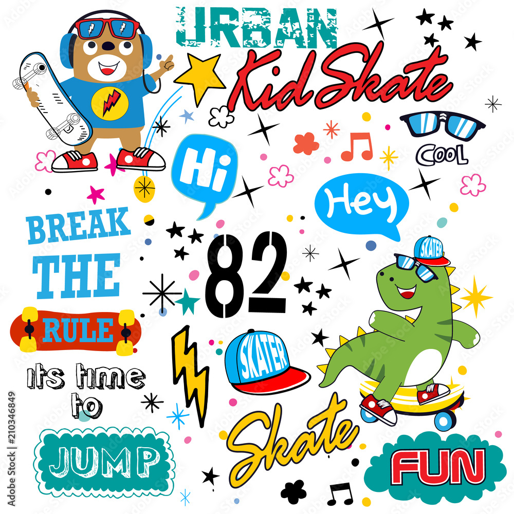 skateboard pattern cartoon vector for t shirt and other use