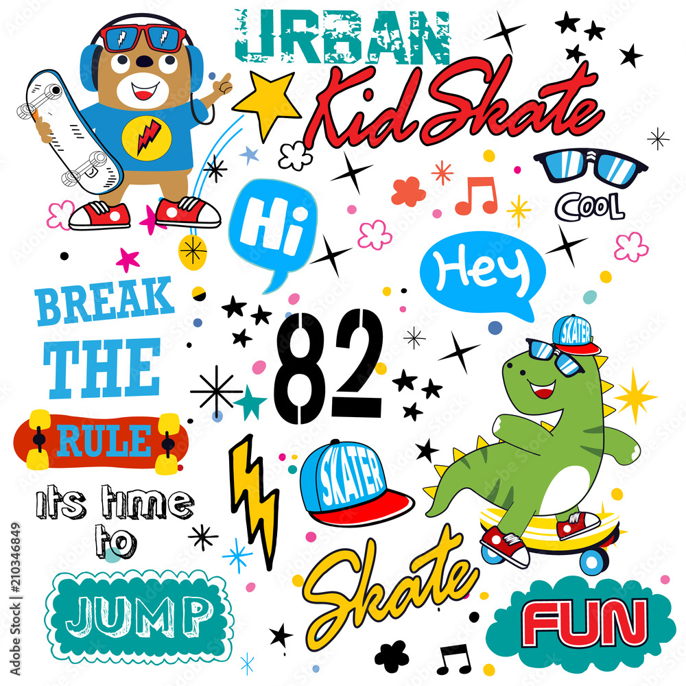 Fototapeta premium skateboard pattern cartoon vector for t shirt and other use