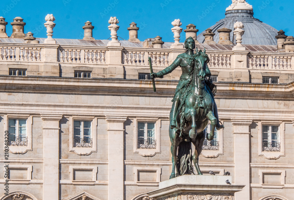 Felipe IV monument at Orient Square in Madrid