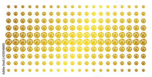 Web browser icon gold colored halftone pattern. Vector web browser objects are arranged into halftone matrix with inclined golden gradient. Designed for backgrounds, covers,