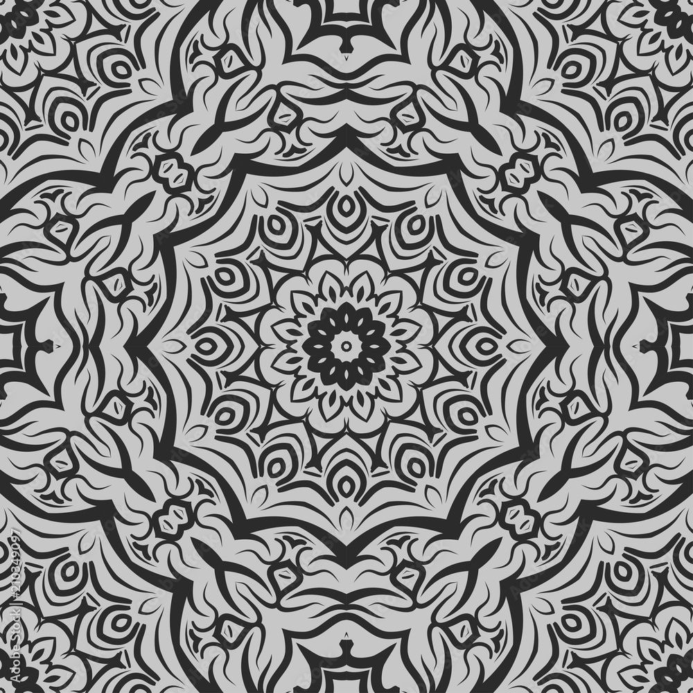 Floral Geometric Pattern with hand-drawing Mandala. Vector super illustration. For fabric, textile, bandana, scarg, print. Floral Geometric Pattern with hand-drawing Mandala. Vector super illustration. For fabric, textile, bandana, scarg, print.