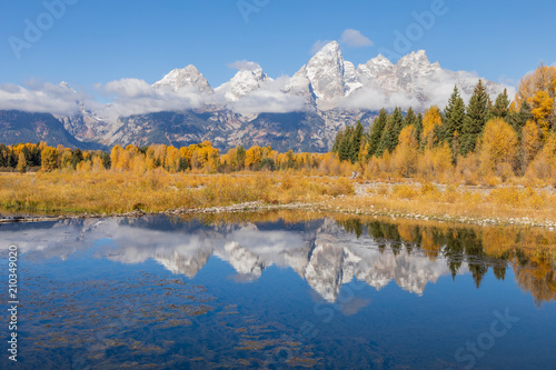 Scenic Autumn Reflection Landscape int he Tetons