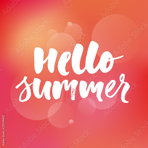 hello summer text lettering calligraphy phrase color