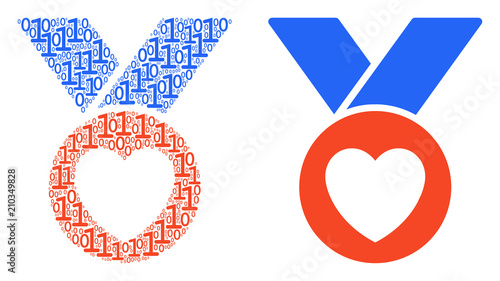 Care award composition icon of zero and one symbols in variable sizes. Vector digital symbols are united into care award illustration design concept.