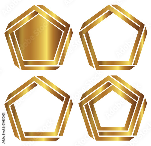 Принти на полотні golden pentagon on white background