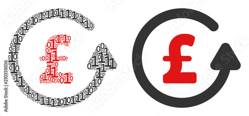 Chargeback pound collage icon of one and zero digits in random sizes. Vector digit symbols are united into chargeback pound illustration design concept.