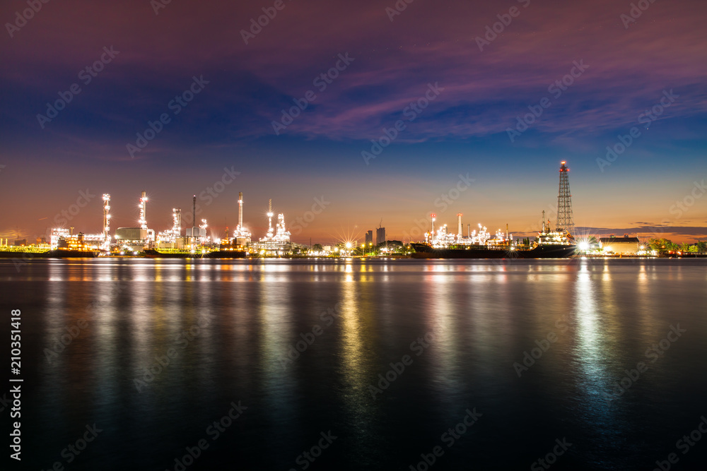 Oil refinery industry reflection on water