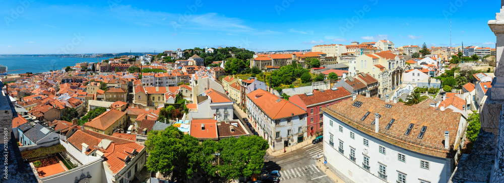 Sea view and cityscape from roof. Lisbon, Portugal. Sea view and cityscape from roof. Lisbon, Portugal.