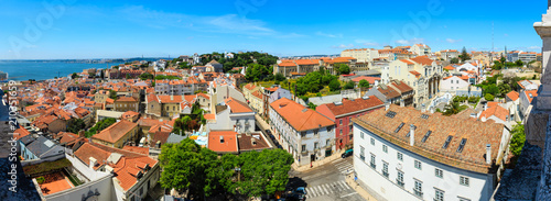 Sea view and cityscape from roof. Lisbon, Portugal.